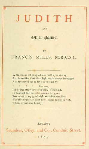 Cover for Judith and other poems