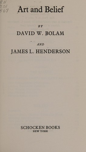Cover for Art and belief