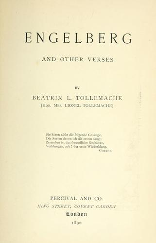 Cover for Engelberg and other verses