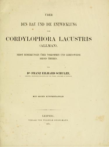Cover for ©ber den Bau und die Entwicklung von Cordylophora lacustris (Allman)