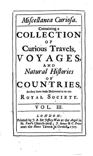 Cover for Miscellanea Curiosa: Being a Collection of Some of the Principal Phaenomena ...