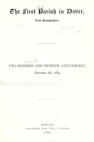 Cover for The first parish in Dover, New Hampshire