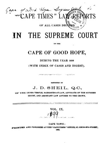 Cover for "Cape Times" Law Reports: A Record of Every Matter Disposed of in the Supreme Court, During the ...