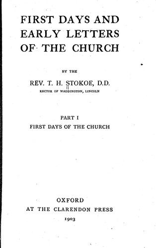Cover for First days and early letters of the church