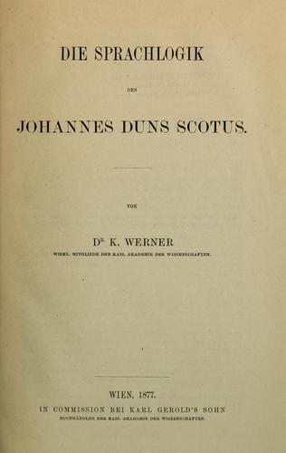 Cover for Die Sprachlogik des Johannes Duns Scotus