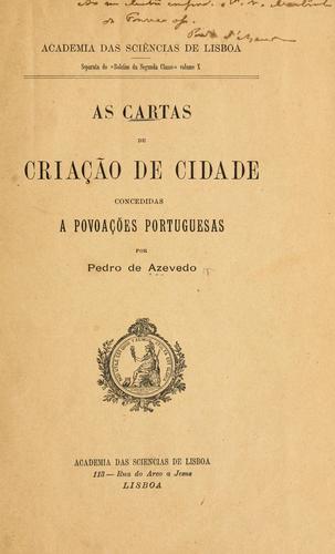 Cover for As cartas de criação de cidade concedidas a povoações portuguesas.