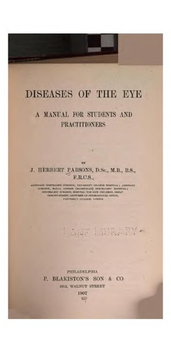 Cover for Diseases of the eye: A Manual for Students and Practitioners