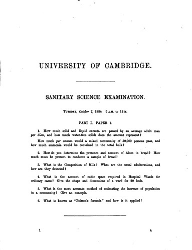 Cover for cambridge university examination papers michealmas term 1884 to easter term 1885