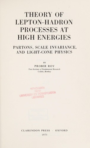 Cover for Theory of lepton-hadron processes at high energies