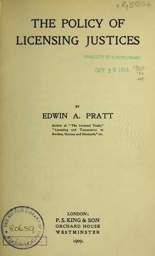 Cover for The policy of licensing justices