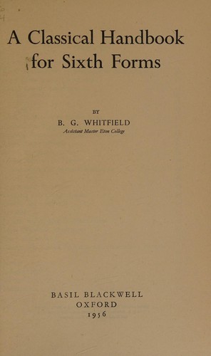 Cover for A classical handbook for sixth forms