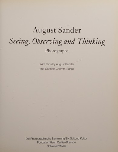 Cover for August Sander