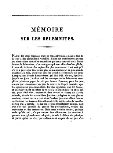 Cover for Mémoire sur les bélemnites