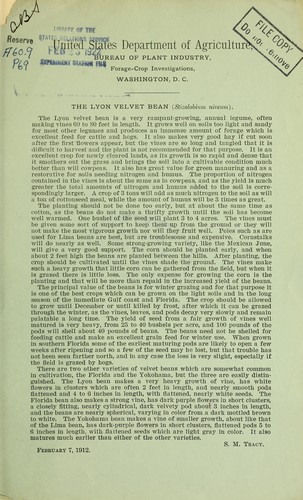 Cover for The Lyon velvet bean (Stizolobium niveum)