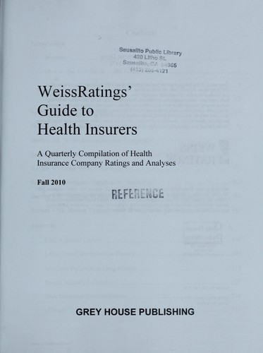 Cover for Weiss Ratings' guide to health insurers
