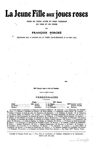 Cover for La jeune fille aux joues roses: pièce en trois actes et neuf tableaux en ...