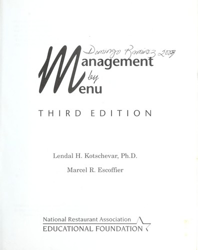 Cover for M anagement by menu.