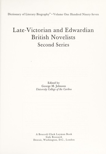 Cover for Late-Victorian and Edwardian British novelists.