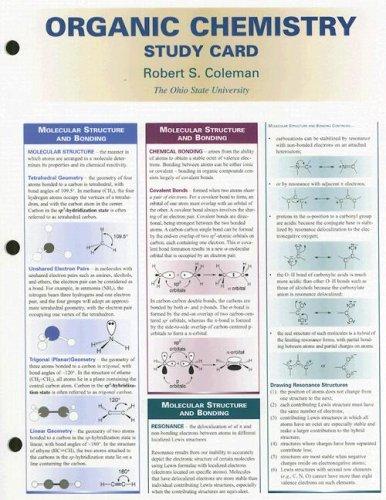 Cover for Organic Chemistry Study Card