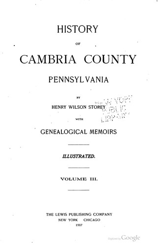 Cover for History of Cambria County, Pennsylvania