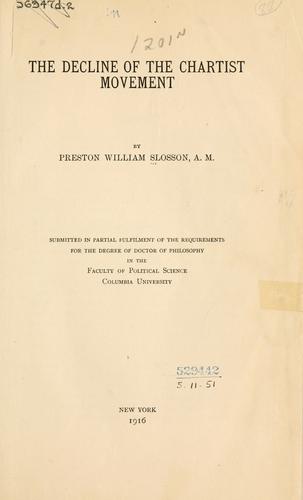 Cover for The decline of the Chartist movement
