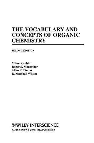 Cover for The vocabulary and concepts of organic chemistry