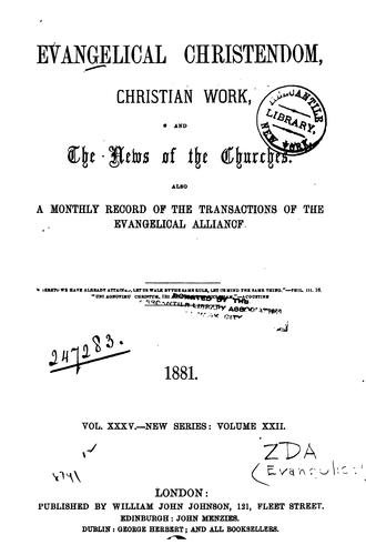 Cover for Evangelical Christendom: Christian Work and the News of the Churches