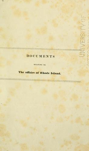 Cover for Documents relating to the affairs of Rhode Island.