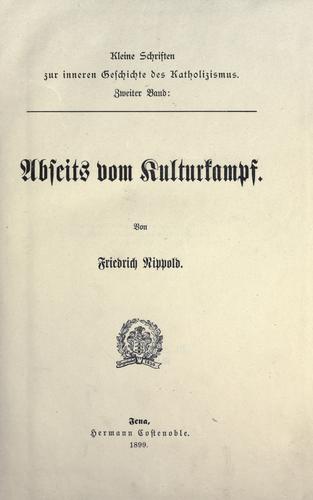 Cover for Abseits vom Kulturkampf