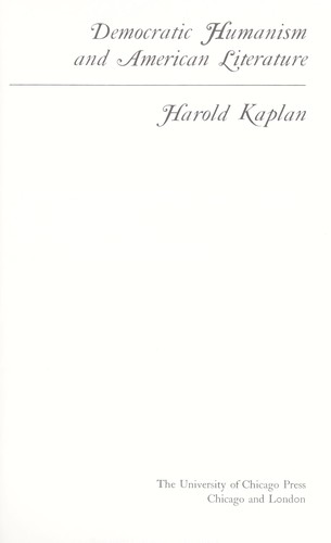 Cover for Democratic humanism and American literature.