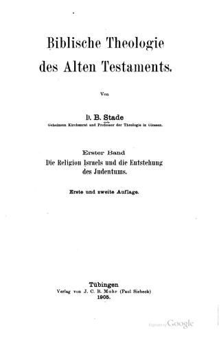 Cover for Biblische theologie des Alten Testaments.