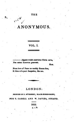 Cover for The anonymous ...