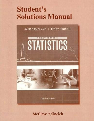 Cover for Student's Solutions Manual for A First Course in Statistics
