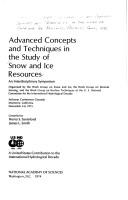 Cover for Advanced concepts and techniques in the study of snow and ice resources