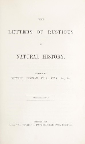 Cover for The letters of Rusticus on natural history