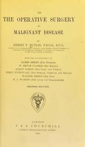 Cover for The operative surgery of malignant disease ..