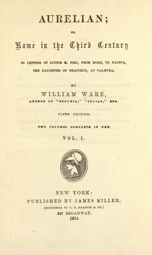 Cover for Aurelian; or, Rome in the third century.