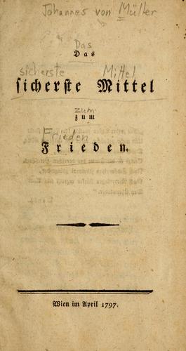Cover for Das sicherste Mittel zum Frieden