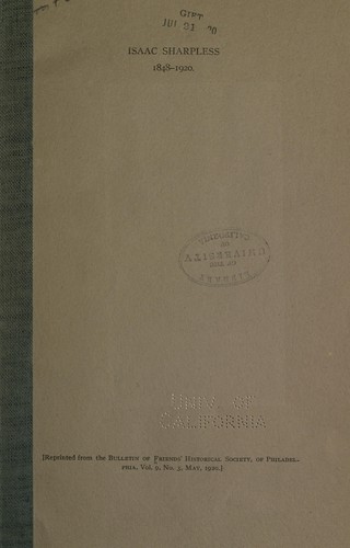 Cover for Isaac Sharpless, 1848-1920