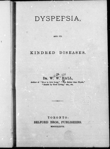 Cover for Dyspepsia, and its kindred diseases