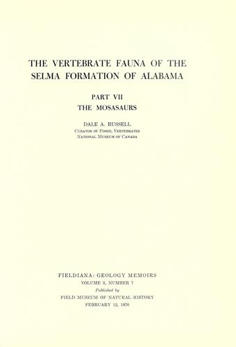Cover for The vertebrate fauna of the Selma Formation of Alabama.