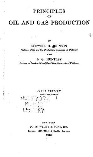 Cover for Principles of oil and gas production