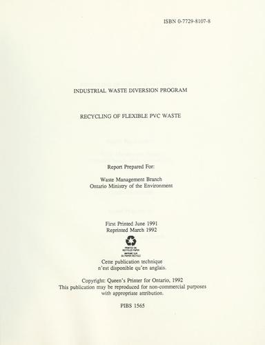 Cover for Recycling of flexible PVC waste