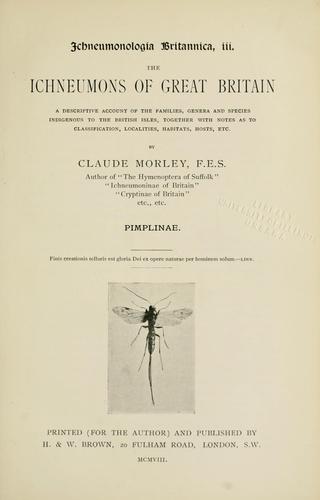 Cover for Ichneumonologia brittannica