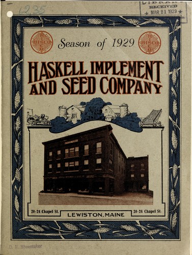 Cover for 1929 catalogue of choice farm, garden and flower seeds, agricultural implements ...