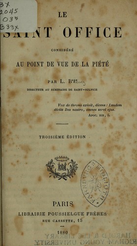Cover for Le saint office considéré au point de vue de la piété