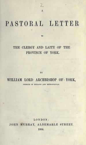 Cover for A pastoral letter to the clergy and laity of the province of York