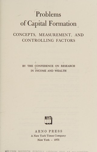 Cover for Problems of capital formation