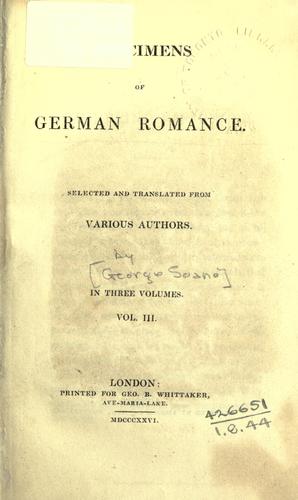 Cover for Specimens of German romance