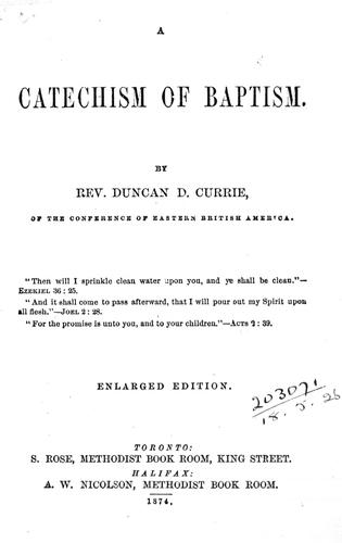 Cover for A catechism of baptism